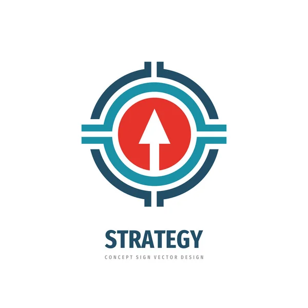 戦略ビジネスロゴテンプレートデザイン 矢印ターゲットシンボル 物流アイコン 投資市場ベクトル記号 — ストックベクタ