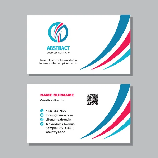Business card template with logo - concept design. Abstract shapes visit card branding. Vector illustration.