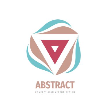 Yapraklı soyut üçgen - konsept logo tasarımı. Geliştirme logosu işareti. Vektör illüstrasyonu.
