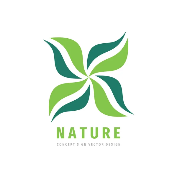 Natureza Conceito Logotipo Negócio Modelo Vetor Ilustração Abstrato Folhas Verdes —  Vetores de Stock