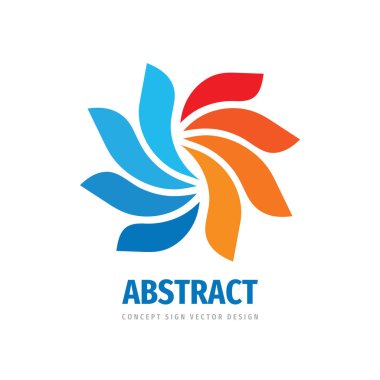 Soyut renkli taç yaprakları logosu tasarımı. Renkli, yaratıcı logo işareti bırakıyor. Doğa logosu sembolü. Grafik tasarımı. Vektör illüstrasyonu.  