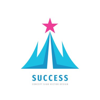 Başarı - vektör logo şablonu çizimi. İlerleme yaratıcı soyut logo işareti. Ödül kazanan logo amblemi. Yıldız ikonu. Grafik tasarım ögesi. 