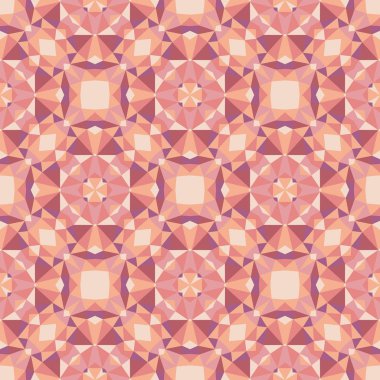 Soyut geometrik arkaplan. Kusursuz desen tasarımı. Pembe bej renkler. Mozaik dekoratif yapı. Vektör illüstrasyonu. 