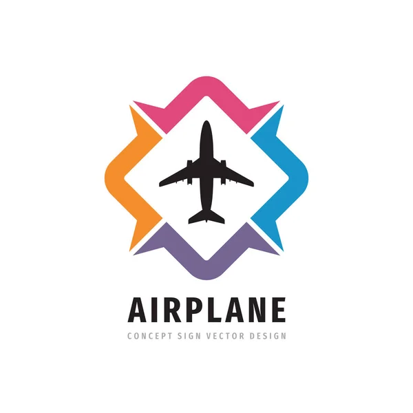 Airplane Concept Logo Design Travel Direction Creative Business Logo Icon — Stock Vector