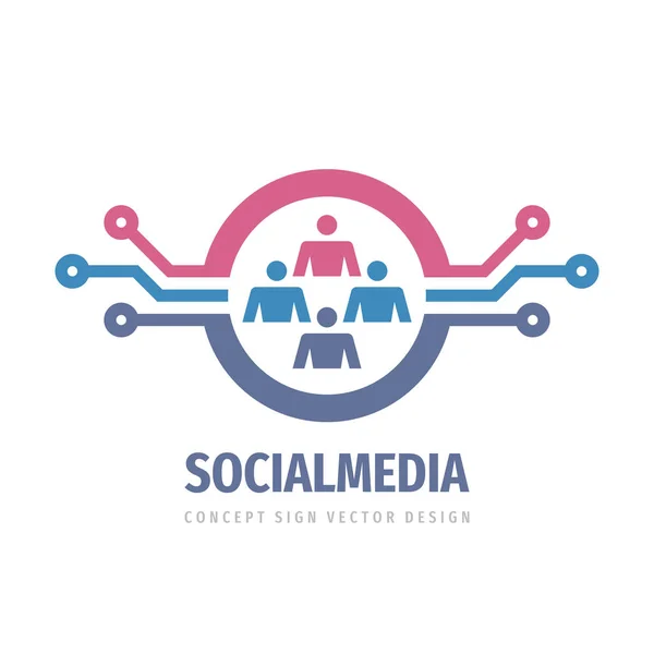 Social Media Network Concept Logo Design Data Digital Logo Sign — Stock Vector