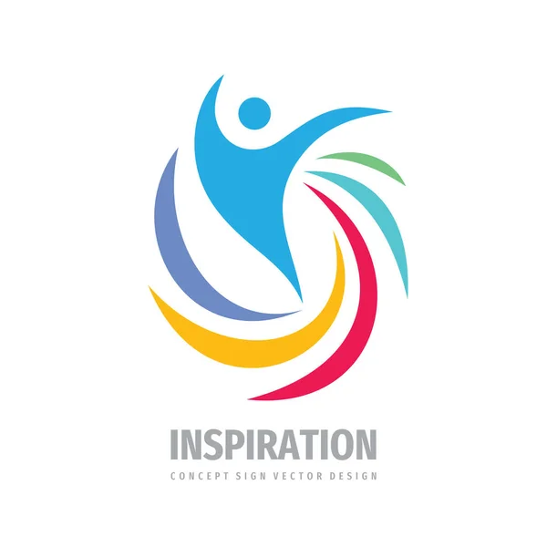 インスピレーション創造的なロゴデザイン 肯定的な人間の概念のロゴの記号 スポーツフィットネスヘルスケアロゴのシンボル 幸福装飾ロゴアイコン ベクターイラスト — ストックベクタ