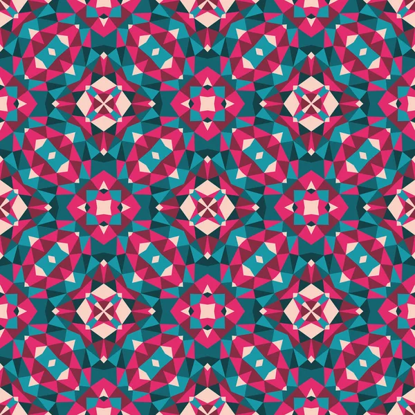 Абстрактный Геометрический Фон Бесшовный Дизайн Шаблона Красный Аквамарин Мозаичная Декоративная — стоковый вектор