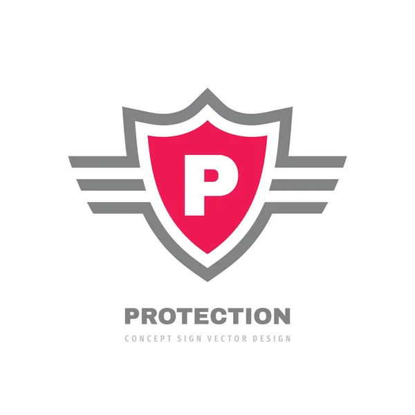 Design Del Logo Dello Scudo Protezione Lettera Logo Creativo Segno — Vettoriale Stock