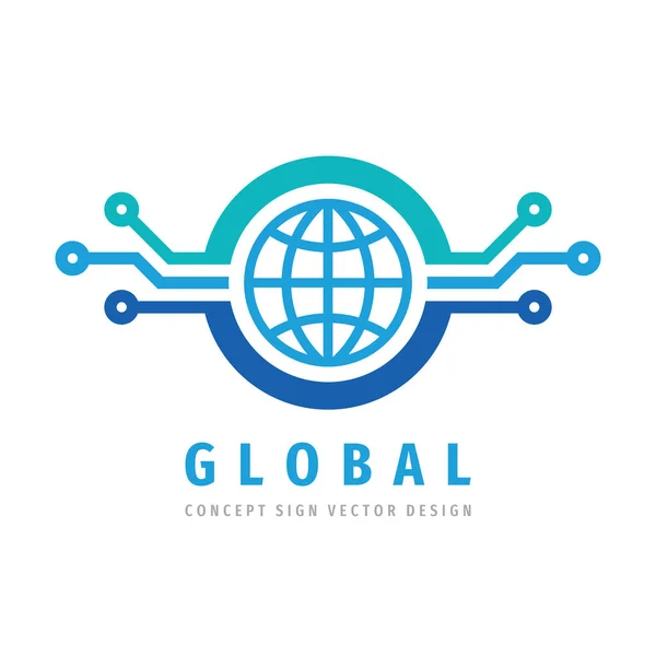 Logo Tasarımı Küresel Elektronik Teknoloji Bilgisayar Ağı Logosu Işareti Vektör — Stok Vektör