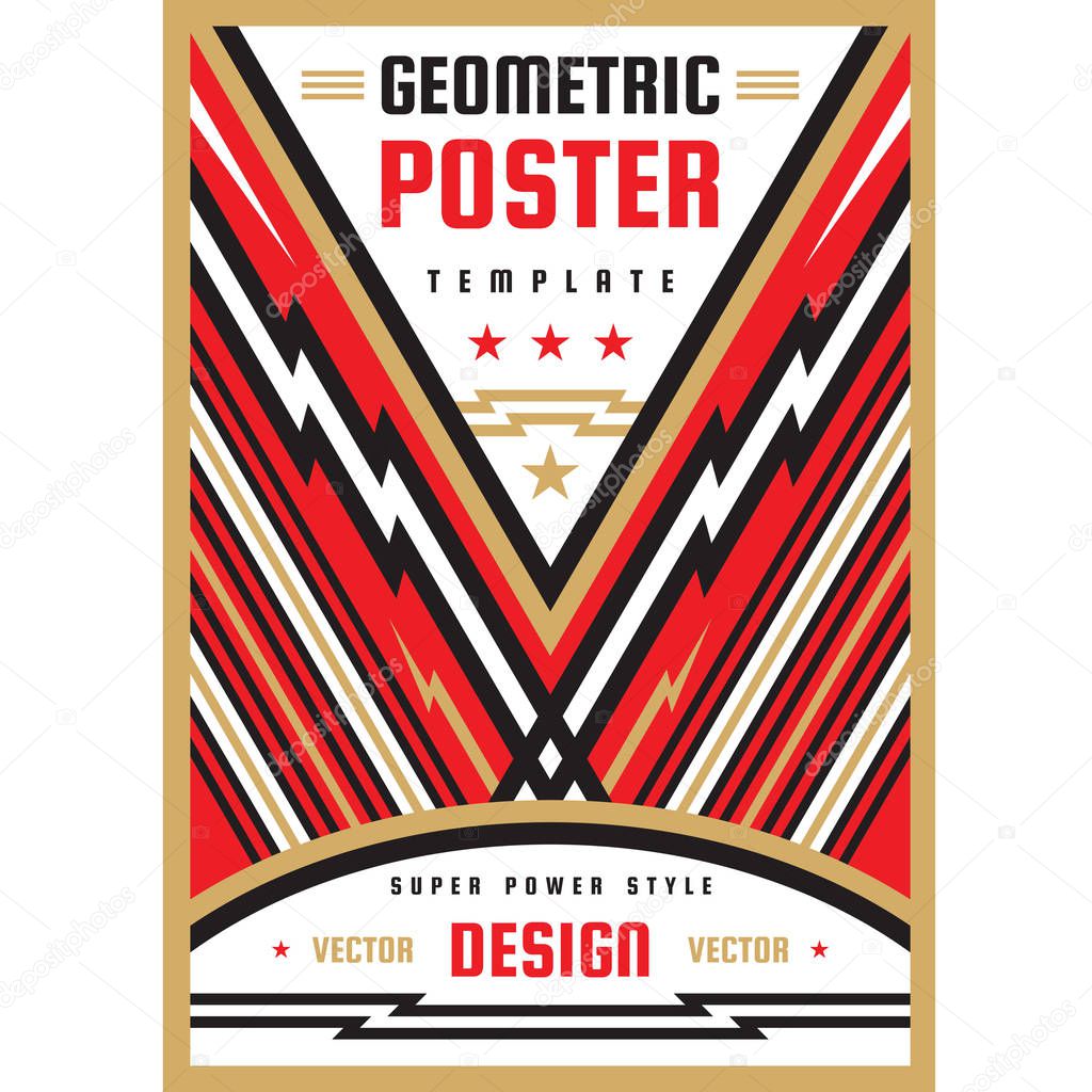 Art vertical poster template in heavy power style. National patriotism freedom vertical banner. Graphic design layout. Music rock concert concept vector illustration. Geometric abstract background. 