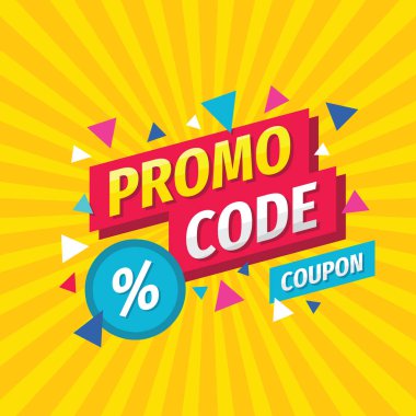 Promosyon kodu kuponu tasarımı. İndirimli satış için reklam afişi.  