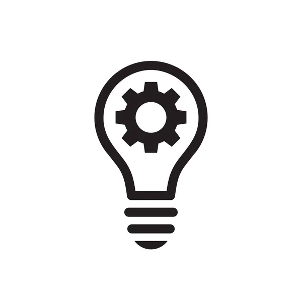 灯泡与齿轮齿轮概念黑色图标设计 Seo商业图标标志 解决方案符号 Cogwheel电动灯图标 矢量说明 — 图库矢量图片