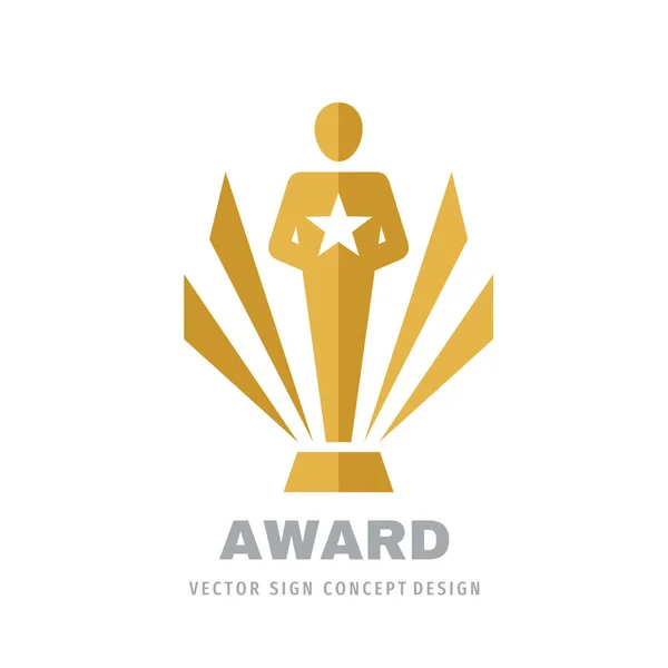 Award Winner Cup Logo Icon White Background Vector Illustration Statuette — Stock Vector
