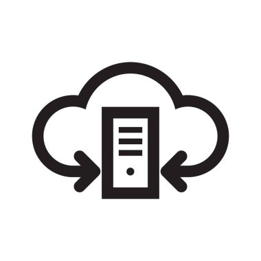 Sunucu bilgisayar bulut sunucusu simge tasarımı. Teknoloji işareti hesaplanıyor. Ağ bağlantısı sembolü. Veritabanı depolama arşivi simgesi. Vektör illüstrasyonu. 