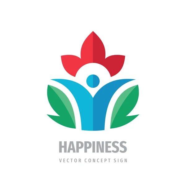 Felicidade Wellness Design Logotipo Saúde Sinal Natureza Positiva Ícone Caráter — Vetor de Stock