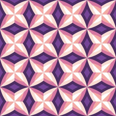 Yıldızların arka plan geometrik konsept grafik tasarımı. Soyut, pürüzsüz desen. Dekoratif mozaik yapı. Modern süs. Mor, leylak, pembe renkler. Yaratıcı vektör illüstrasyonu. 