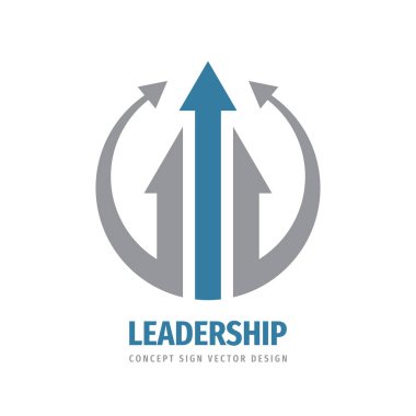 Ok simgesi logo şablonu tasarım elementi. Liderlik kavramı logosu işareti. İş trend yaratıcı logo işareti. İletişim logosu sembolü. İlerleme stratejisi geliştirme logosu. Vektör illüstrasyonu. 