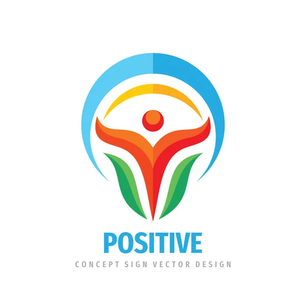 Positive Human Logo Template Design Element Abstract People Happiness Concept — Stock Vector