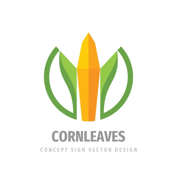 Corn Leaves Logo Template Design Harvest Concept Logo Sign Green — Stock Vector