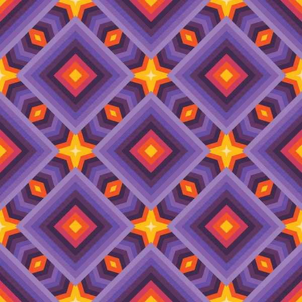 Abstrakt Geometrisk Bakgrund Sömlös Mönsterdesign Violett Lila Blå Orange Färger — Stock vektor
