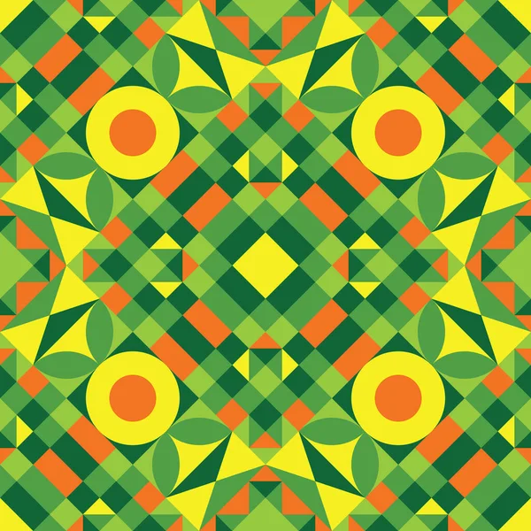 Abstracte Geometrische Achtergrond Naadloze Vector Patroon Illustratie Oranje Groene Gele — Stockvector