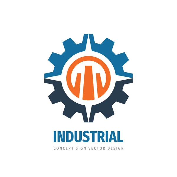 Industriell Logotyp Mall Design Redskap Pilar Logotyp Symboler Abstrakt Kugghjul — Stock vektor