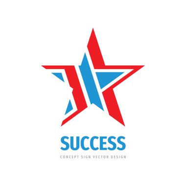 Yıldız logosu tasarımı. Başarı konsept logo işareti. Liderlik yaratıcı simge logosu. Değerlendirme sembolü logosu. Vektör illüstrasyonu. 