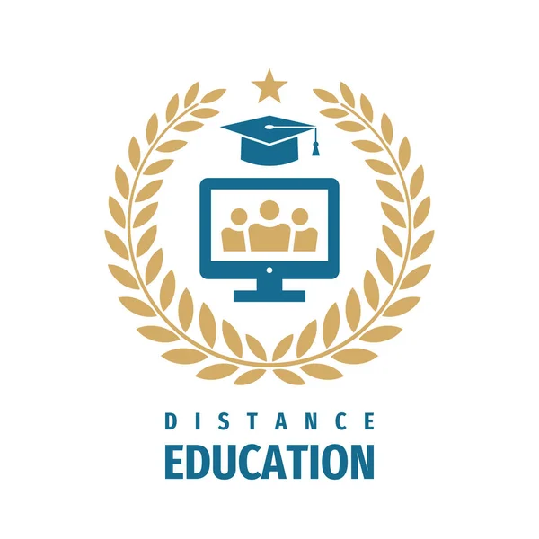 Дистанційне Навчання Дизайн Логотипу Значка Емблема Середньої Школи Університету Лавровий — стоковий вектор