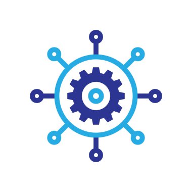 Elektronik teknoloji bilgisayar çipi işlemcisi - konsept iş logosu vektör çizimi. İşlemci - yaratıcı logo. Dijital ağ simgesi. İniş takımları. Grafik tasarım ögesi. 