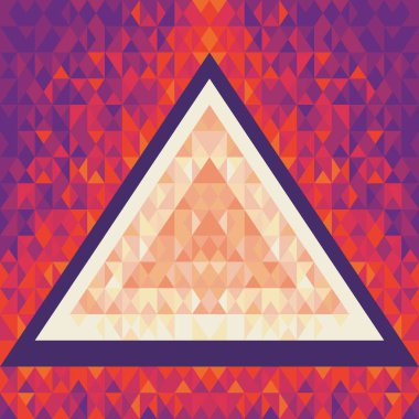 Geometrik Arkaplan Kalıbı Vektör Tasarımı - Music Flyer & Poster. Soyut Üçgen. Piramit şeklinde. Kristal konsept mozaik yapı.