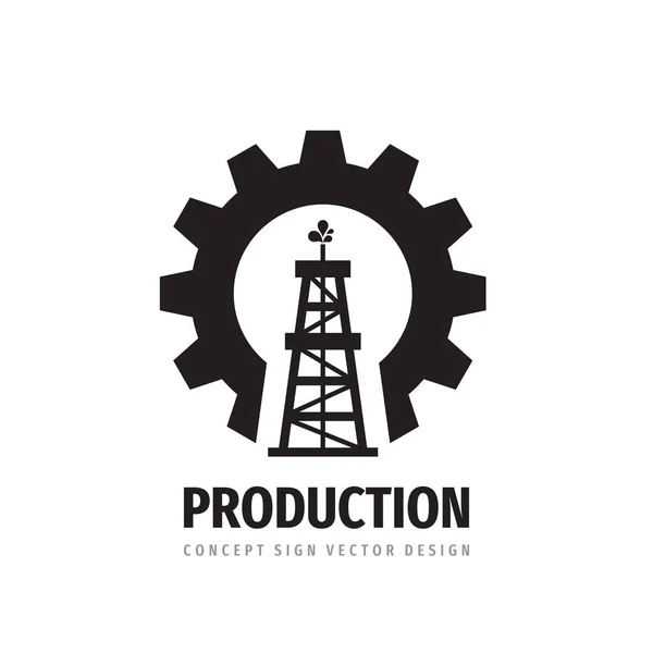 Oljerigg Gruvproduktion Ikon Logotyp Design Petroleum Bensin Derrick Koncept Logotyp — Stock vektor