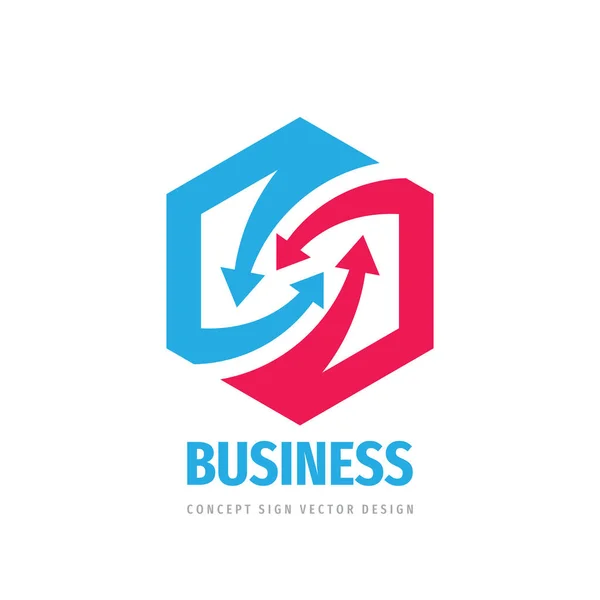 Projekt Logo Wektora Strategii Biznesowej Sześciokąt Znakiem Logo Koncepcji Strzałek — Wektor stockowy