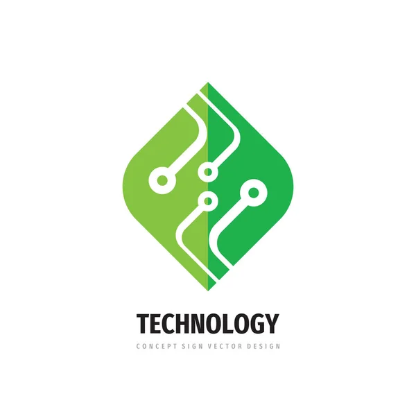 Teknik Grönt Löv Koncept Logotyp Design Elektronisk Naturlogotyp Vektorillustration Logotyp — Stock vektor