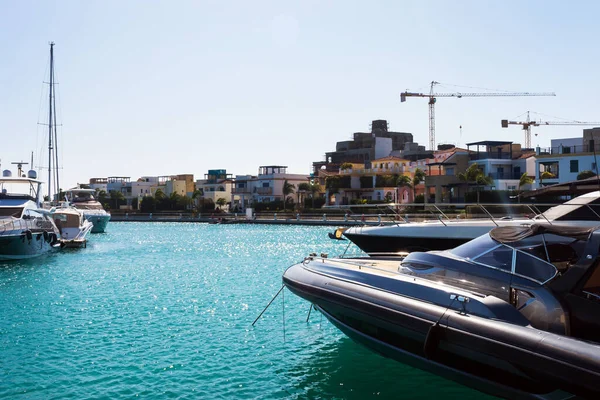 Luxe Villa Van Een Residentieel Complex Witte Luxe Jachten Haven — Stockfoto