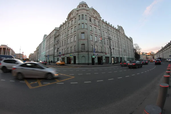 Ville Moscou Maison Soir Sur Rue Mokhovaya — Photo