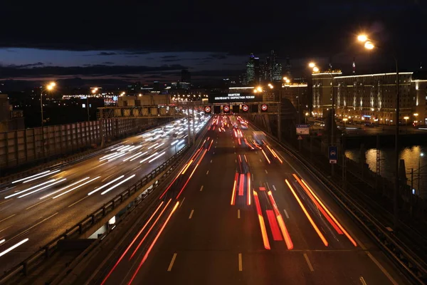 Stad Moskou Nacht Weg Derde Vervoer Ring — Stockfoto