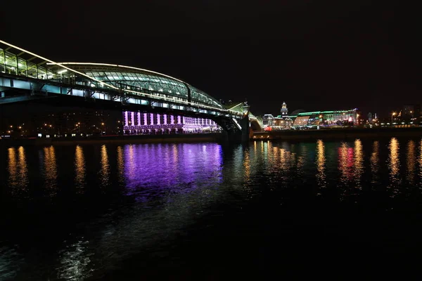 Moscow Bogdan Khmelnitsky Bridge Night — Stock Photo, Image