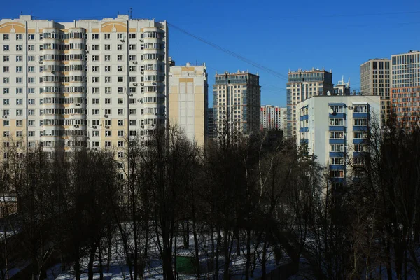 Moskova Nın Sokak Dokusu Kuntsevo Bölgesinde Evler Inşa Ediyor — Stok fotoğraf