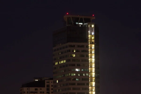 Ночная Москва Вид Крылатских Холмов Высотные Здания — стоковое фото