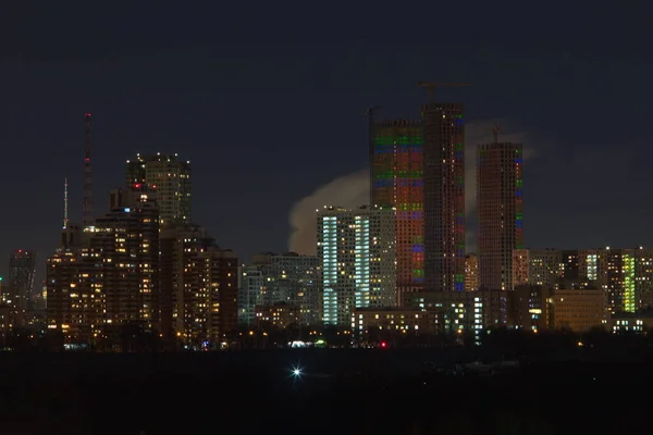 Night Moscow City View Krylatsky Hills High Rise Buildings — Stock Photo, Image