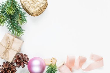 beyaz zemin üzerinde Noel çerçeve