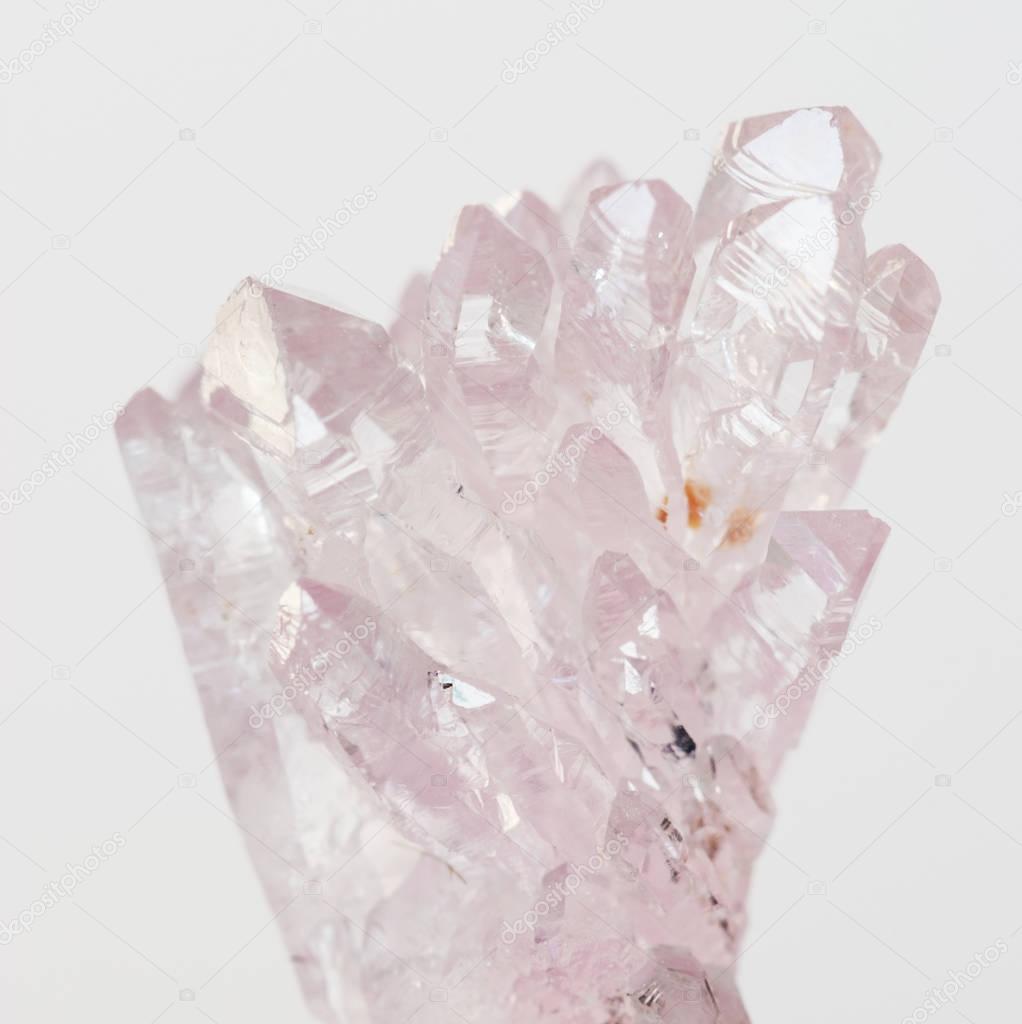 Pink quartz crystals