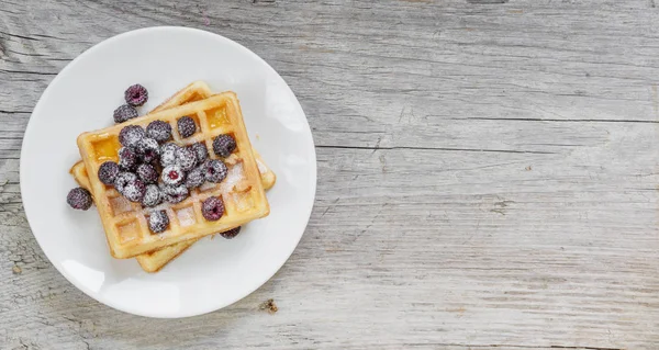 Waffles e bagas frescas — Fotografia de Stock