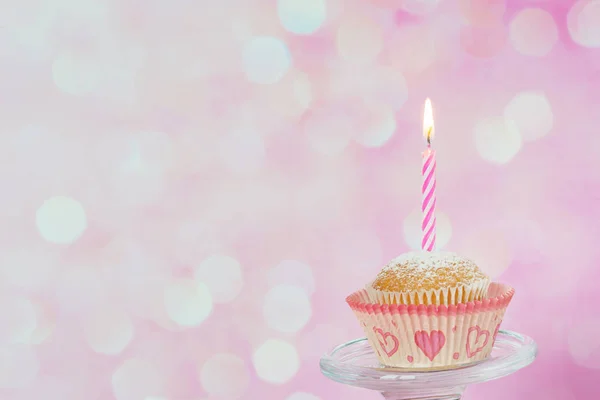 Cupcake with candle — Stock Photo, Image