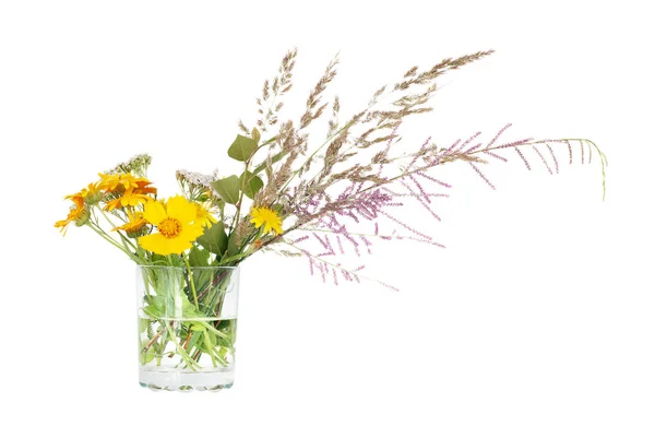 Wildflowers in a glass beaker — Stock Photo, Image