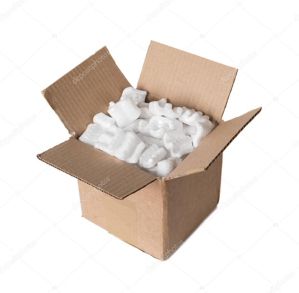 Cardboard box with filling material