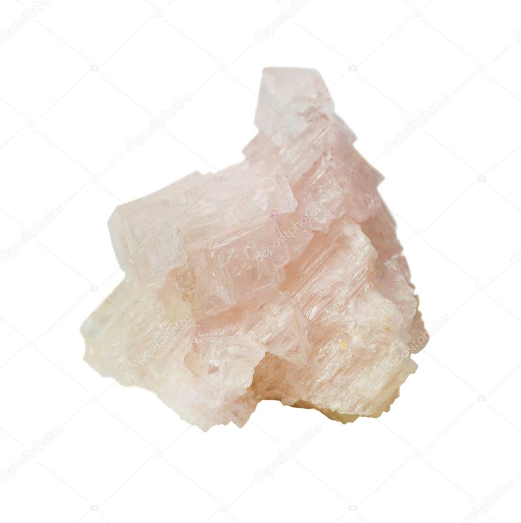 Pink halite on white background