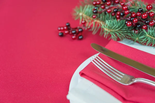 Mesa de Navidad roja — Foto de Stock