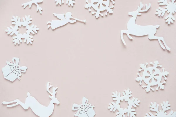 Pink and white Christmas frame — Stock Photo, Image