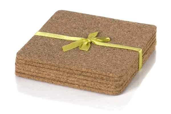 Cork coasters under glasses — Stock Photo, Image